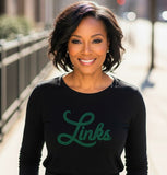 Links Script Rhinestone Long Sleeve Tee