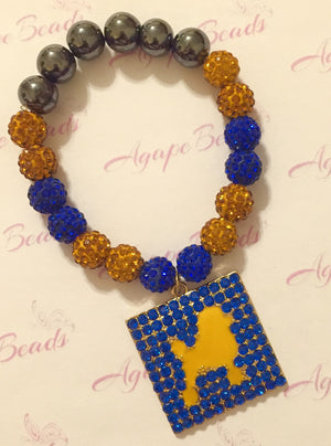 Sigma Gamma Rho Square Blue Crystal Poodle Charm - Crystal Balls